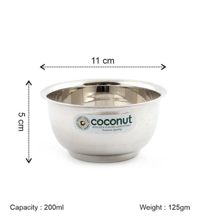 Coconut C21 Lotus Stainless Steel Bowl Set of 6 | Premium Serving Katori/Vati Set | Mirror Finish | Rust Proof | Dishwasher Safe | Available in 100ml, 150ml & 200ml.