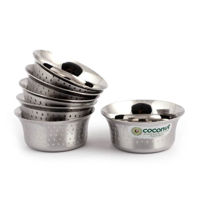 Coconut C23 Shower Pari Stainless Steel Bowl Set of 6 | Premium Serving Katori/Vati Set | Mirror Finish | Rust Proof | Dishwasher Safe | Available in 100ml, 150ml, 200ml & 250ml.