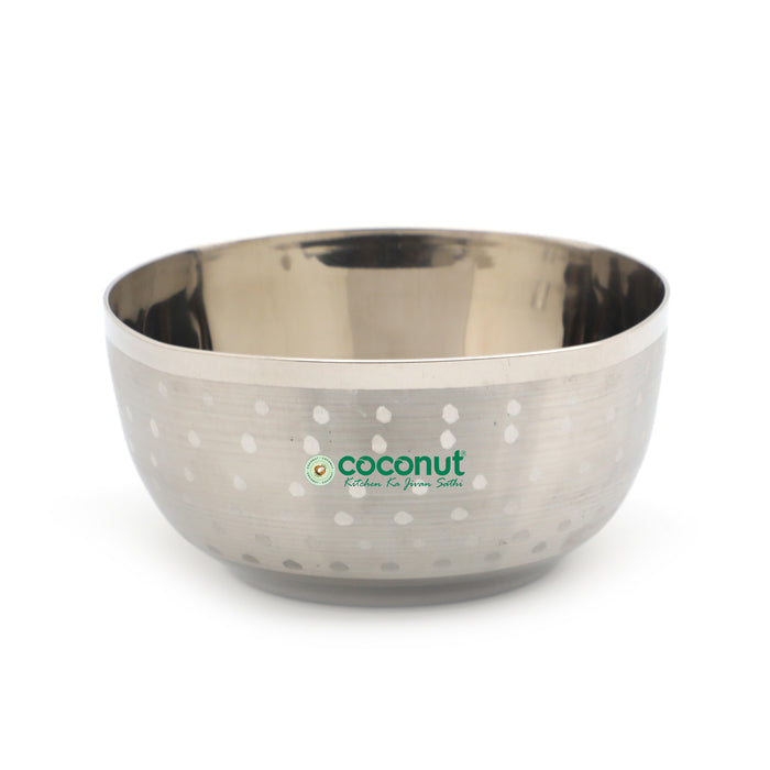 Coconut C25 Square Shower Apple Vati Set of 6 Stainless Steel Bowls | Available in 100ml, 140ml, 200ml & 250ml Sizes | Mirror Finish Katori Set for Snacks, Desserts, Curry & Daily Use | Rust Proof Steel Bowls.
