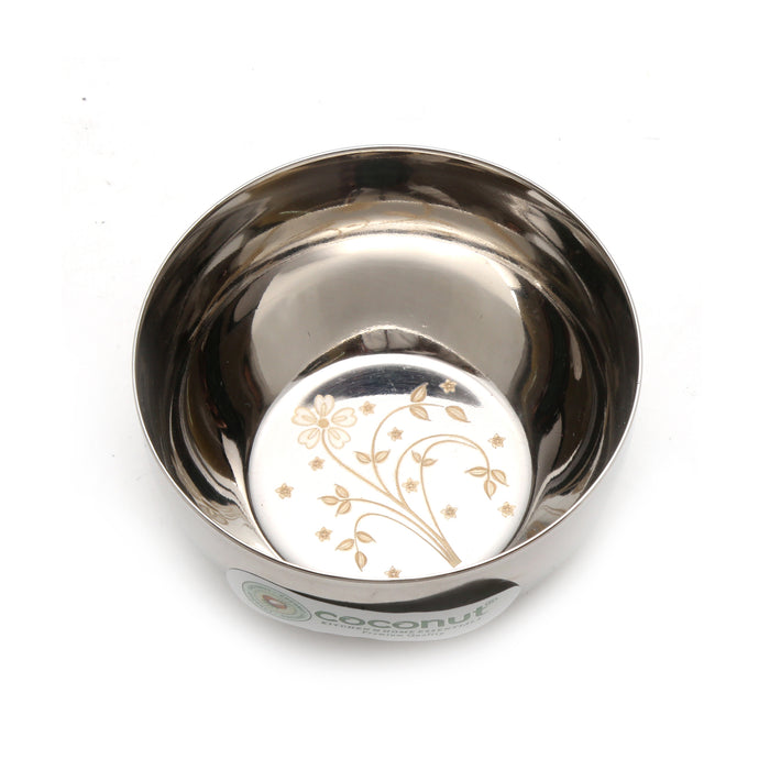 Coconut C32 Laser Vati Set of 6 Stainless Steel Bowls | 140ml Katori Set with Elegant Laser Design | Mirror Finish Serving Bowls for Snacks, Desserts, Curd & Daily Use | Rust Proof & Dishwasher Safe.
