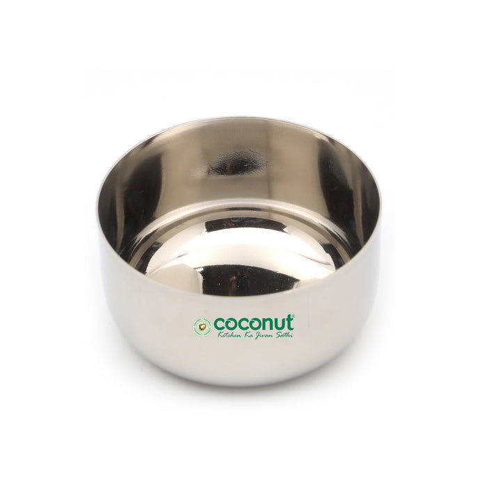 Coconut C35 Sada Vati Set of 6 Stainless Steel Bowls | Available in 100ml, 130ml & 200ml Sizes | Mirror Finish Katori Set for Snacks, Desserts, Curd, Curry & Daily Use | Rust Proof Steel Bowls.