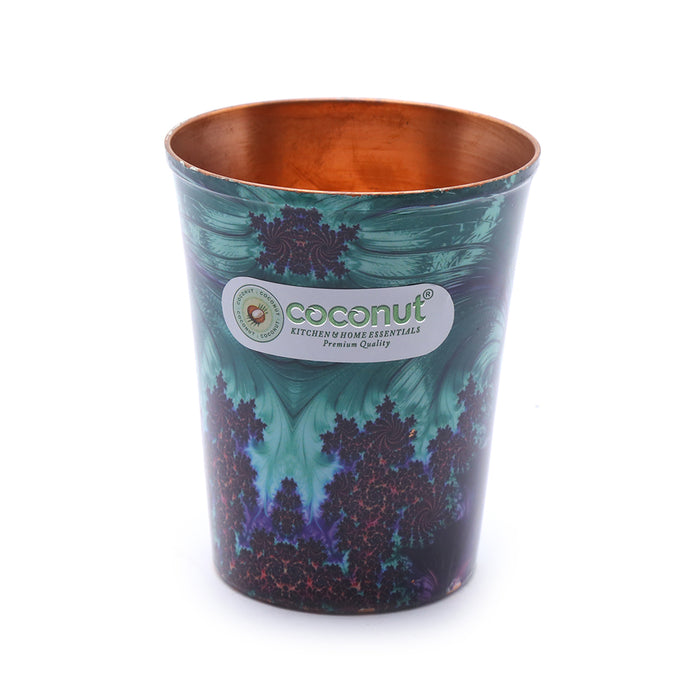 Coconut Design Copper Matka/Pot/Dispenser with stand and glass 5 litre capacity - Model - Jewel
