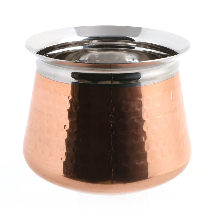Coconut Hammered Copper Handi - Copper Handi with Steel Inner Layer, Copper Pot, Serving handi, Cooking Handi, Model - Braun