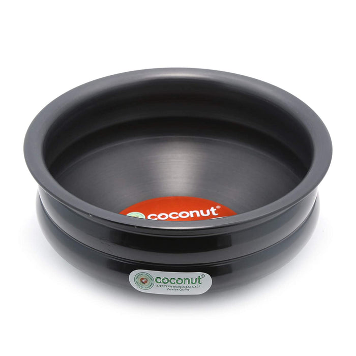 Coconut Hard Anodised Urli Pot Ringer Shape Cookware / Kitchenware Handi - 1 Unit, Black