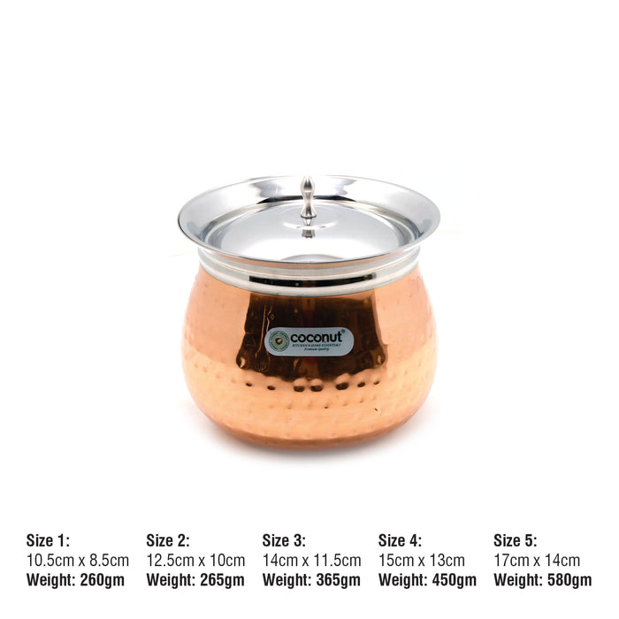 Coconut Stainless Steel - Cookware/ Regent Copper Hammered Handi With Lid-1 Unit