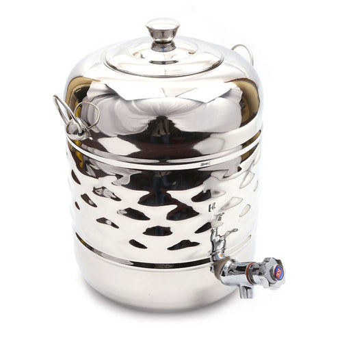Coconut Stainless Steel Smart Hammered Design Water Pot/Container with Tap - 1 PC (Capacity: 5 litres)