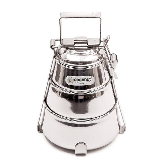 Coconut Stainless Steel -  Pyramid Tiffin Containers Lunch Box | Ideally used for Lunch, Dinner, Travelling, Food | Model - S14 Pyramid Tiffin