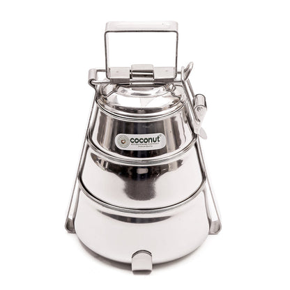 Coconut Stainless Steel -  Pyramid Tiffin Containers Lunch Box | Ideally used for Lunch, Dinner, Travelling, Food | Model - S14 Pyramid Tiffin