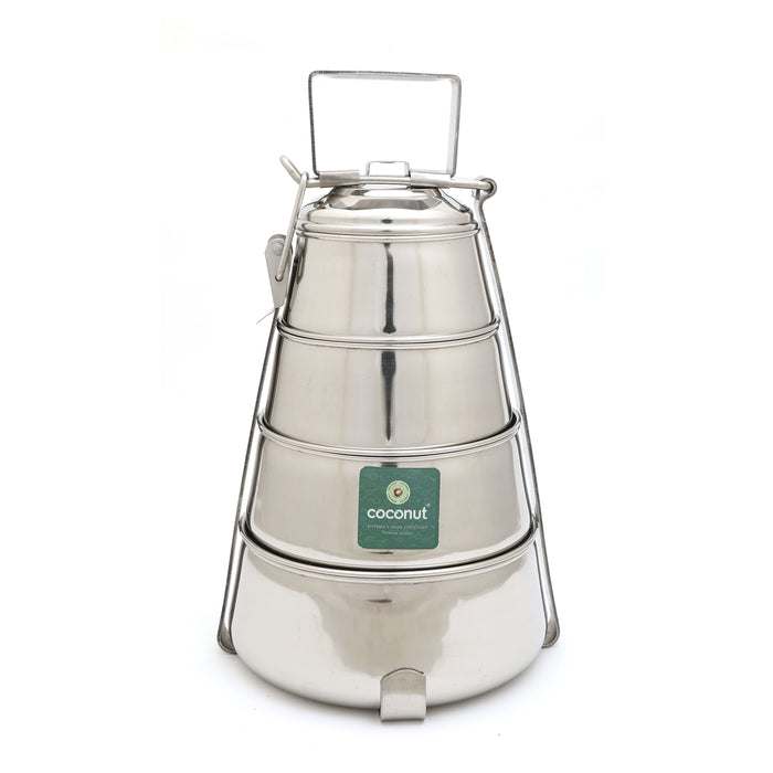 Coconut Stainless Steel -  Pyramid Tiffin Containers Lunch Box | Ideally used for Lunch, Dinner, Travelling, Food | Model - S14 Pyramid Tiffin