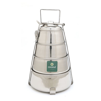 Coconut Stainless Steel -  Pyramid Tiffin Containers Lunch Box | Ideally used for Lunch, Dinner, Travelling, Food | Model - S14 Pyramid Tiffin