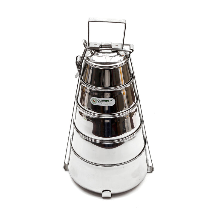 Coconut Stainless Steel -  Pyramid Tiffin Containers Lunch Box | Ideally used for Lunch, Dinner, Travelling, Food | Model - S14 Pyramid Tiffin