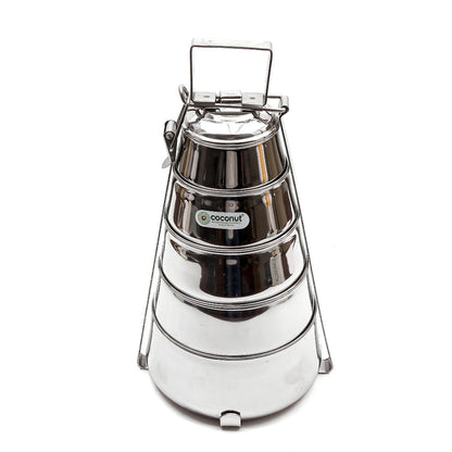 Coconut Stainless Steel -  Pyramid Tiffin Containers Lunch Box | Ideally used for Lunch, Dinner, Travelling, Food | Model - S14 Pyramid Tiffin
