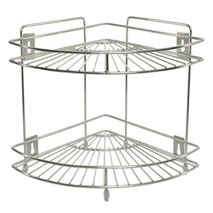 Coconut Stainless Steel Multipurpose Storage Kitchen Corner Rack/Stand/Shelf (Silver) 2 step