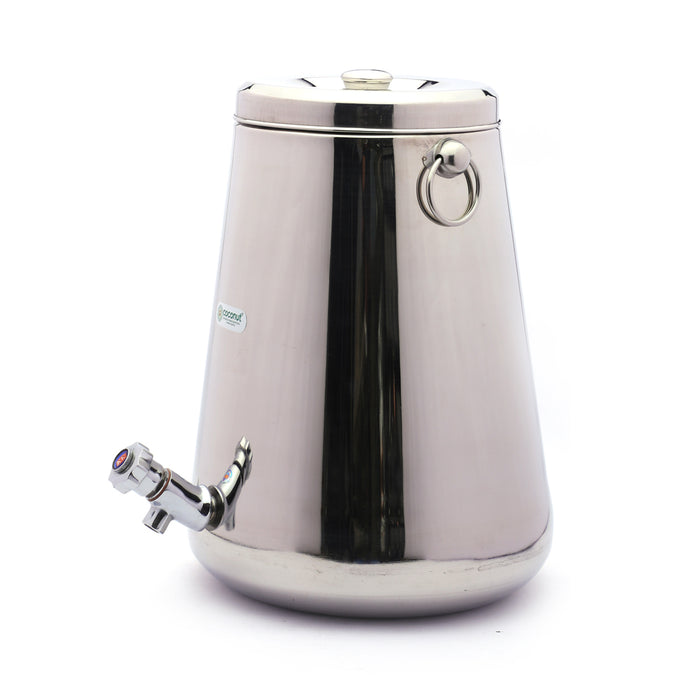 Coconut Stainless Steel - Vertical Water Pot Container with Tap | 10ltrs | Ideal for storing Water | Juices and Lemonade for Parties | Heavy Gauge | Mirror Finish | Must Have in every Kitchen | Model - W2 Vertical Pot