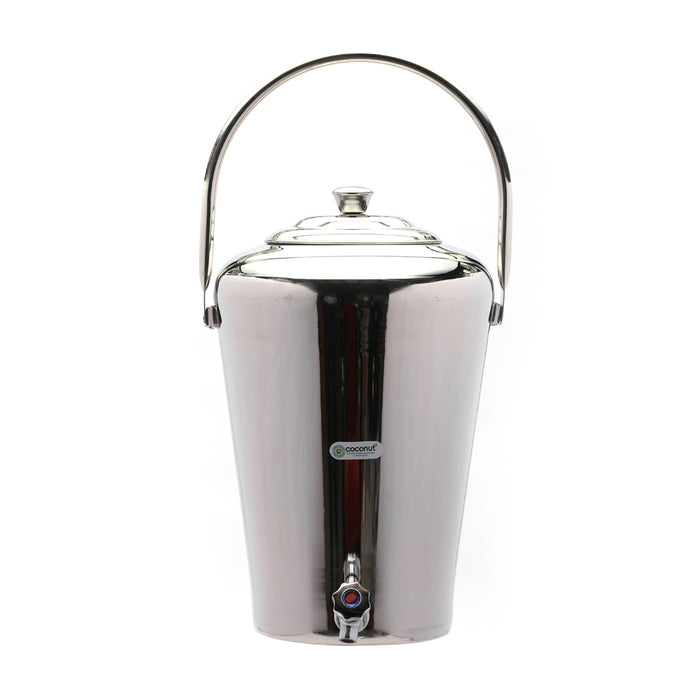 Coconut Stainless Steel - Vertical Water Pot Container with Tap | Capacity 10ltrs | Ideal for storing Water, Juices and Lemonade for Parties | Heavy Gauge | Mirror Finish | Must Have in every Kitchen | Model - W3 Taper Pot