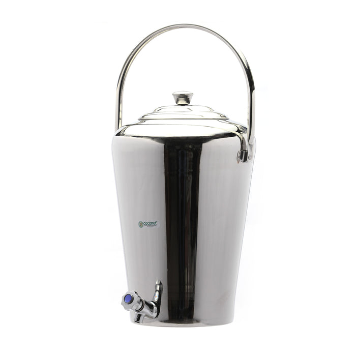 Coconut Stainless Steel - Vertical Water Pot Container with Tap | Capacity 10ltrs | Ideal for storing Water, Juices and Lemonade for Parties | Heavy Gauge | Mirror Finish | Must Have in every Kitchen | Model - W3 Taper Pot