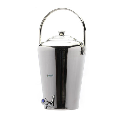 Coconut Stainless Steel - Vertical Water Pot Container with Tap | Capacity 10ltrs | Ideal for storing Water, Juices and Lemonade for Parties | Heavy Gauge | Mirror Finish | Must Have in every Kitchen | Model - W3 Taper Pot