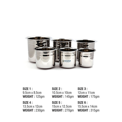 Coconut Stainless Steel Baby Kolga/Mini Kolga/Milk Container/Fridge Container – Set Of 6 Pieces