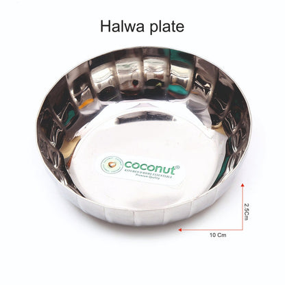 Coconut Stainless Steel Citrus Dinner set - 4 pcs Set, Solid, Heavy Gauge / Plate, Bowl, Glass, Spoon Set / Serves One Person / Lunch Set / Dinner Set, Model - Citrus Lunch Set