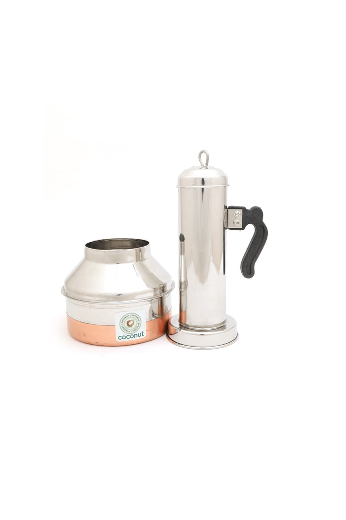 Coconut Stainless Steel Copper Bottom Puttu Maker / Puttu Kodam with Lid - Copper bottom puttu kodam