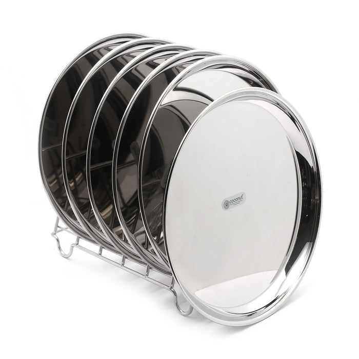 Coconut Stainless Steel Dinner Plate / Meal Plate / Serving Plate - Pack of 6 (Model P3 Plate)
