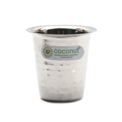 Coconut Stainless Steel Double Walled Hammered Tea/Coffee Glass - (Set of 6, Silver) - 150ml