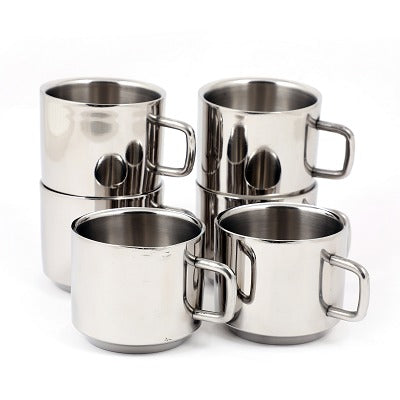 Coconut Stainless Steel Double Walled Mug | Heavy-Gauge Rust-Proof Steel | Mirror Finish | Food-Grade, BPA-Free, Eco-Friendly | Easy to Clean & Durable | Ideal for Tea, Coffee, Milk & Daily Use | Pack of 6.