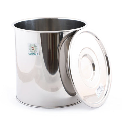 Coconut Stainless Steel Drum - Atta Tanki / Container / Drum / Pawali / Tanki with Lid / Kothi / Grain storage Box / Food Storage Container, Model - Drum