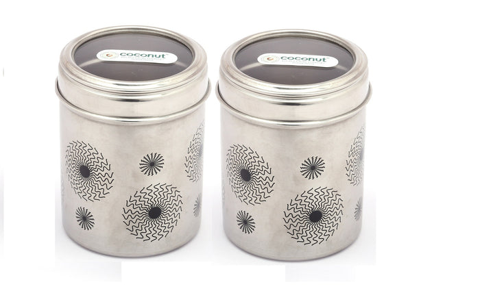Coconut Stainless Steel Freedom Canister - Round Deep Dabba with C-thru Lid, Heavy Gauge, Joinless, Food safe, Container for Storage / Deep Dabba / Vertical Canister / Multipurpose storage box, Model - E15 Freedom Canister - 750ML