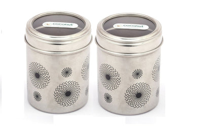 Coconut Stainless Steel Freedom Canister - Round Deep Dabba with C-thru Lid, Heavy Gauge, Joinless, Food safe, Container for Storage / Deep Dabba / Vertical Canister / Multipurpose storage box, Model - E15 Freedom Canister - 750ML