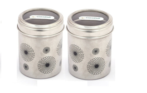 Coconut Stainless Steel Freedom Canister - Round Deep Dabba with C-thru Lid, Heavy Gauge, Joinless, Food safe, Container for Storage / Deep Dabba / Vertical Canister / Multipurpose storage box, Model - E15 Freedom Canister - 750ML