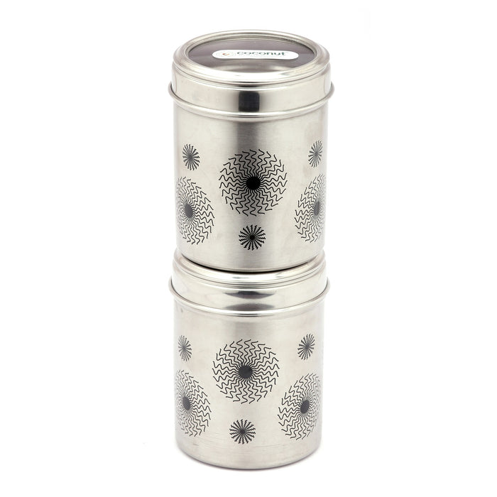 Coconut Stainless Steel Freedom Canister - Round Deep Dabba with C-thru Lid, Heavy Gauge, Joinless, Food safe, Container for Storage / Deep Dabba / Vertical Canister / Multipurpose storage box, Model - E15 Freedom Canister - 750ML