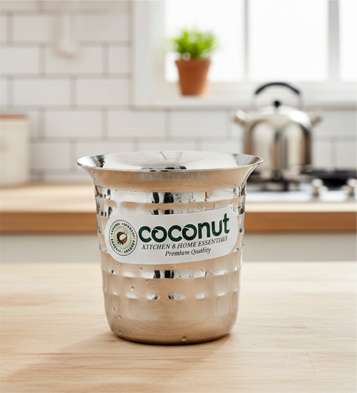 Coconut Stainless Steel Hammered Coffee Glass Set of 6 | Available in 100ml, 120ml & 250ml | Heavy Gauge Food Grade Stainless Steel | BPA Free & Rust Proof | For Tea, Coffee, Milk, Water & Juice | Model D12 Junior.