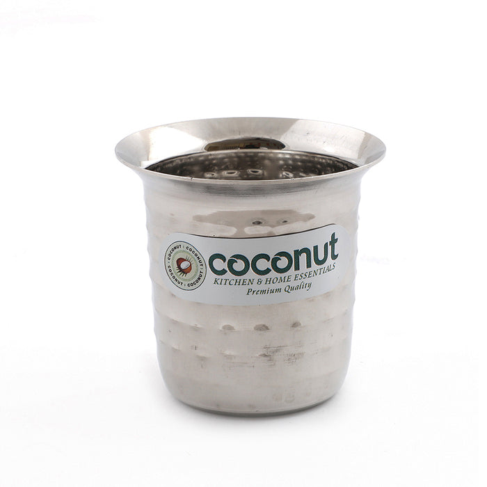 Coconut Stainless Steel Hammered Coffee Glass Set of 6 | Available in 100ml, 120ml & 250ml | Heavy Gauge Food Grade Stainless Steel | BPA Free & Rust Proof | For Tea, Coffee, Milk, Water & Juice | Model D12 Junior.