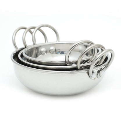 Coconut Stainless Steel Heavy Guage 18 Table Kadai (Without Lid) Cookware - Set of 3-300ML/400ML/600ML