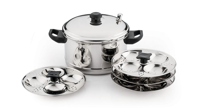 Coconut Stainless Steel Idli Cooker - 4 Plates - 16 Idli