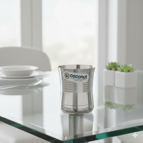 Coconut Stainless Steel Junior Glass Set of 6 (130ml Each) | Heavy Gauge Food Grade BPA Free Steel Drinking Tumbler | Mirror Finish Glass for Water, Juice, Tea, Coffee, Milk & Beverages | Durable & Rust Proof | Model - D7 Junior Glass.