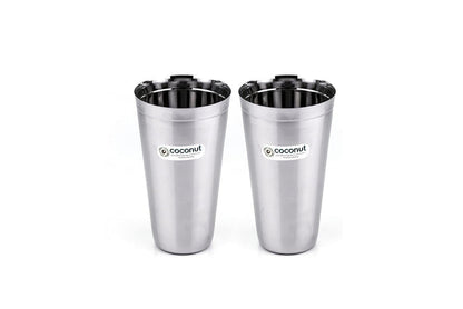 Coconut Stainless Steel Lassi Glasses Set Of 2 - Capacity 650ml each, Heavy Gauge, Durable, Food Grade, BPA Free, Model-B4, Glasses For Serving Water / Juice / Beverages/ Lassi