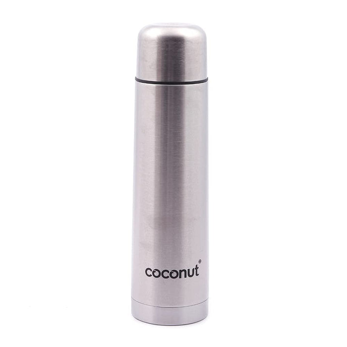 Coconut Stainless Steel Lava Flip Lock Vacuum Flask - 304 Steel | Food Grade | Double wall | keeps Liquid Hot / Cold for 24hrs | Leak Proof | Silver | Vaccum Flask | Hot & Cold Bottle | Model - Lava Vaccum Flask