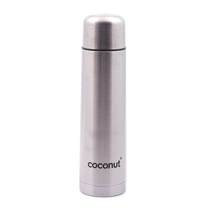 Coconut Stainless Steel Lava Flip Lock Vacuum Flask - 304 Steel | Food Grade | Double wall | keeps Liquid Hot / Cold for 24hrs | Leak Proof | Silver | Vaccum Flask | Hot & Cold Bottle | Model - Lava Vaccum Flask