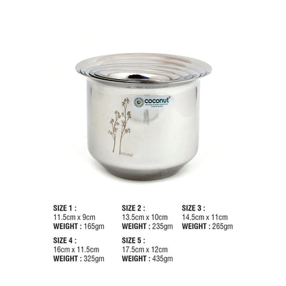 Coconut Stainless Steel Lser Baby Adak/Mini Adak/Milk Container/Fridge Container – Set Of 5 Pieces