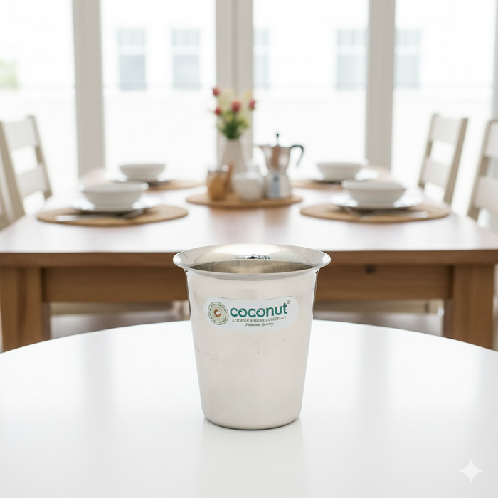 Coconut Stainless Steel Mini Coffee Glass Set of 6 | Available in 100ml, 150ml & 200ml | 18 Gauge Food Grade Stainless Steel | BPA Free, Rust Proof & Durable | For Tea, Coffee, Milk, Water & Juice | Model D13.