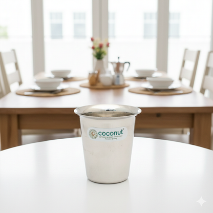 Coconut Stainless Steel Mini Coffee Glass Set of 6 | Available in 100ml, 150ml & 200ml | 18 Gauge Food Grade Stainless Steel | BPA Free, Rust Proof & Durable | For Tea, Coffee, Milk, Water & Juice | Model D13.