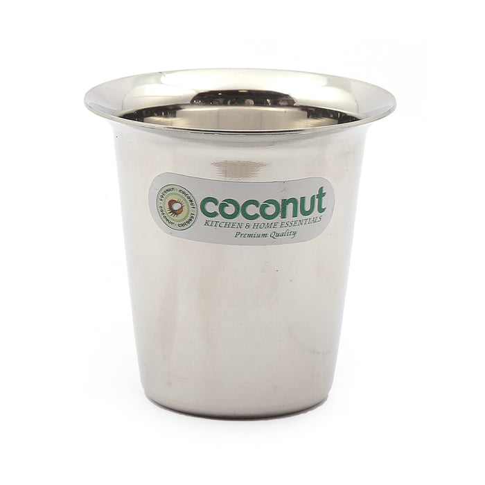 Coconut Stainless Steel Mini Coffee Glass Set of 6 | Available in 100ml, 150ml & 200ml | 18 Gauge Food Grade Stainless Steel | BPA Free, Rust Proof & Durable | For Tea, Coffee, Milk, Water & Juice | Model D13.