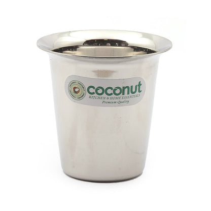 Coconut Stainless Steel Mini Coffee Glass Set of 6 | Available in 100ml, 150ml & 200ml | 18 Gauge Food Grade Stainless Steel | BPA Free, Rust Proof & Durable | For Tea, Coffee, Milk, Water & Juice | Model D13.