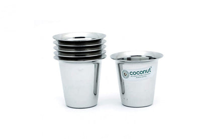 Coconut Stainless Steel Mini Coffee Glass Set of 6 | Available in 100ml, 150ml & 200ml | 18 Gauge Food Grade Stainless Steel | BPA Free, Rust Proof & Durable | For Tea, Coffee, Milk, Water & Juice | Model D13.