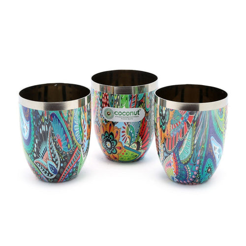 Coconut Stainless Steel Mystic Color Glass-300ml | Heavy-Gauge Food-Grade Steel | BPA-Free & Rust-Resistant Drinkware | Perfect for Serving Water, Juice, Lassi & Lemonade at Home, Office & Restaurants.
