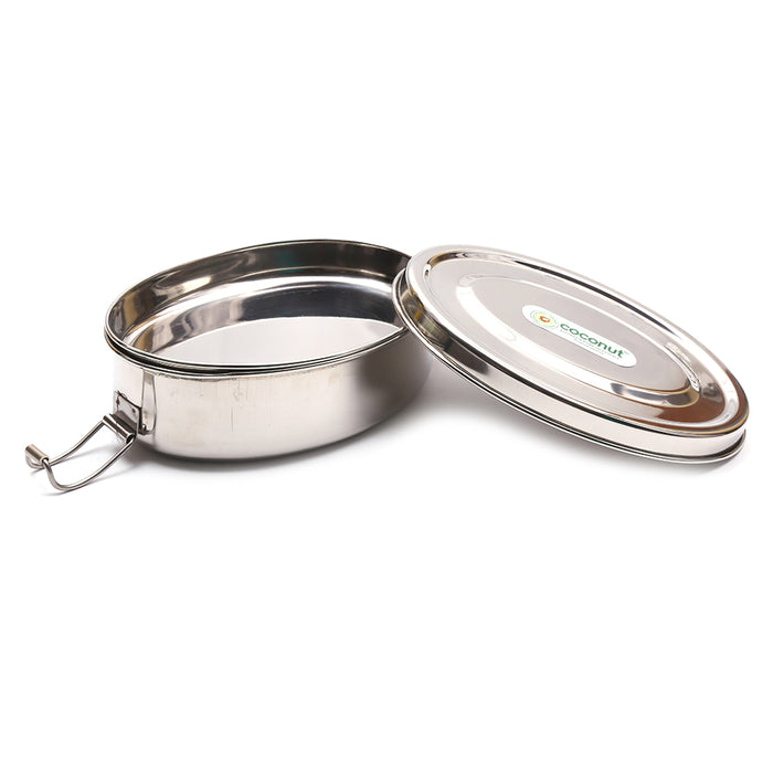 Coconut Stainless Steel Oval Box - Food Grade, Strong, Heavy Gauge, Sturdy, Long Lasting, Mirror Finish, Tiffin Box / Lunch Box / Fridge Box /  Dibba / Boxes / Multipurpose Box, Model - S44 Hungry bite