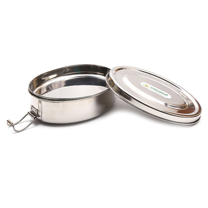 Coconut Stainless Steel Oval Box - Food Grade, Strong, Heavy Gauge, Sturdy, Long Lasting, Mirror Finish, Tiffin Box / Lunch Box / Fridge Box /  Dibba / Boxes / Multipurpose Box, Model - S44 Hungry bite