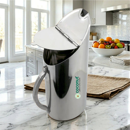 Coconut Stainless Steel Oval Thirst Jug 1250ml | Water Pitcher with Lid & Handle | Mirror Finish Fridge Water Jug | Food Grade, BPA Free, Rust Proof Stainless-Steel Jug for Water, Juice, Milk & Beverages | Model J10 Oval Thirst.